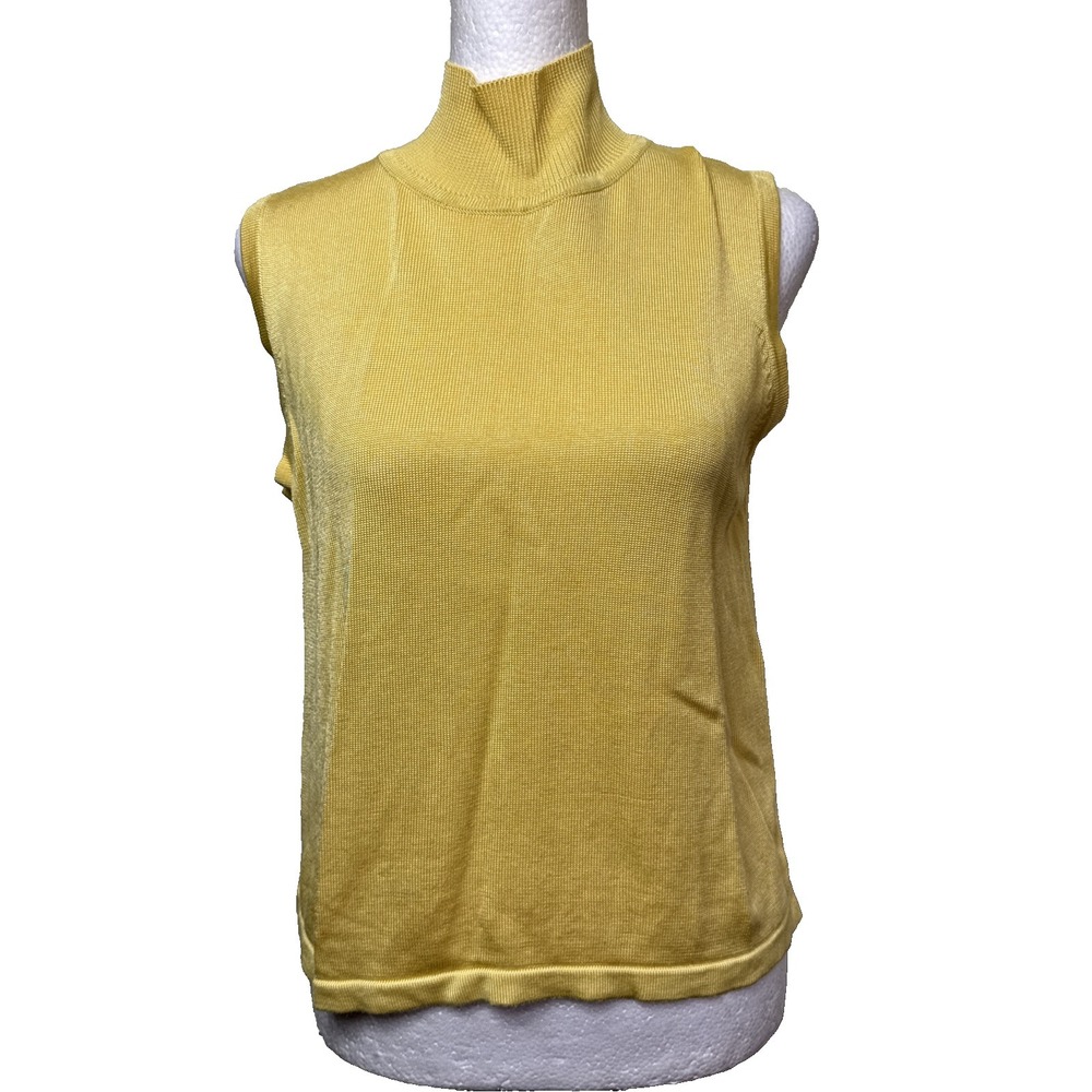 Vintage Limited America Yellow Button Back Mock‎ Neck Knit Tank Top L
